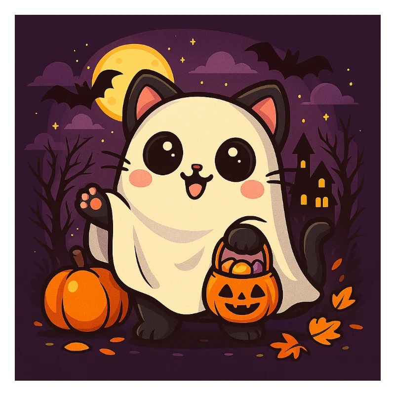 Kuschelige Halloween Geistkatze