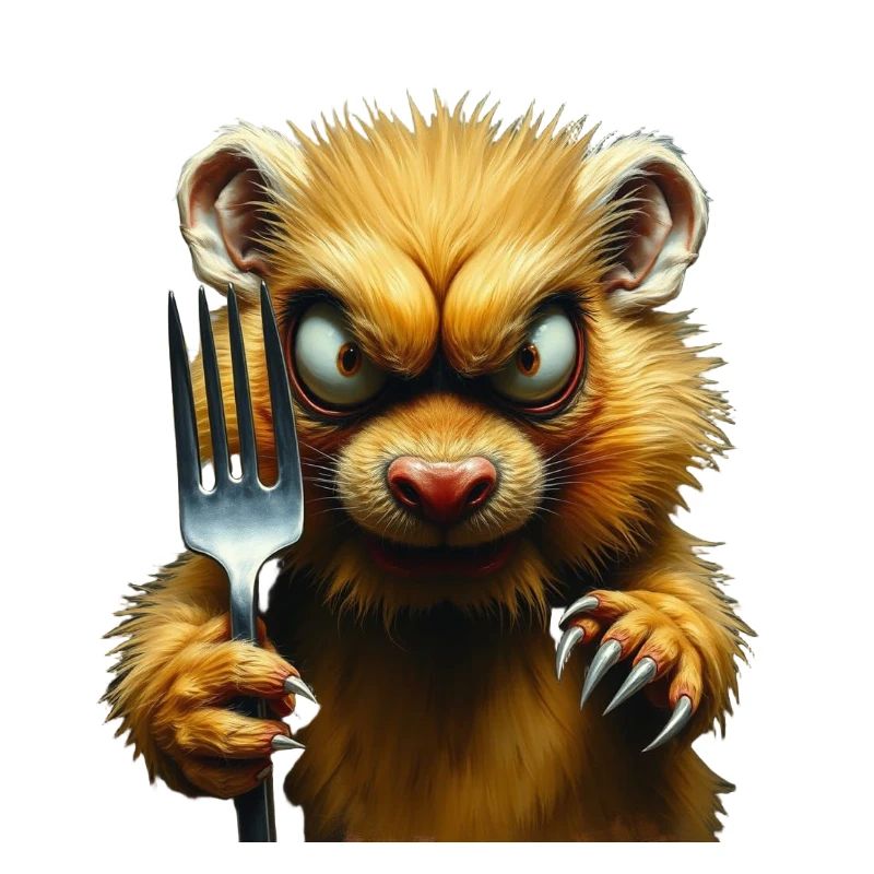 Horror hamster with fork