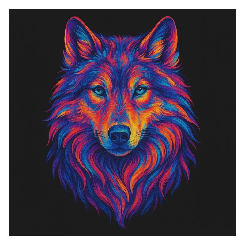 Neon Wolf Kopf Kunst