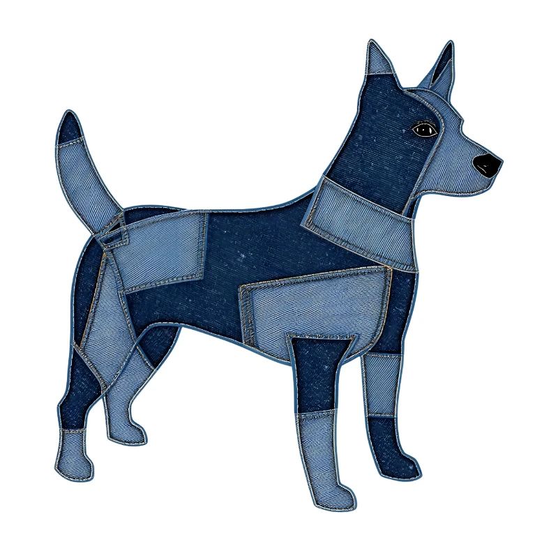 Chien en patchwork en denim
