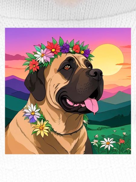 Mastiff with floral wreath
