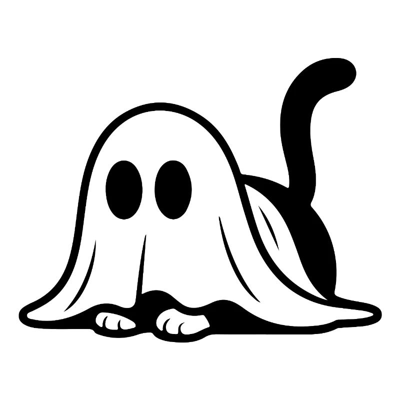 Cat dressed as a ghost – cute Halloween motif