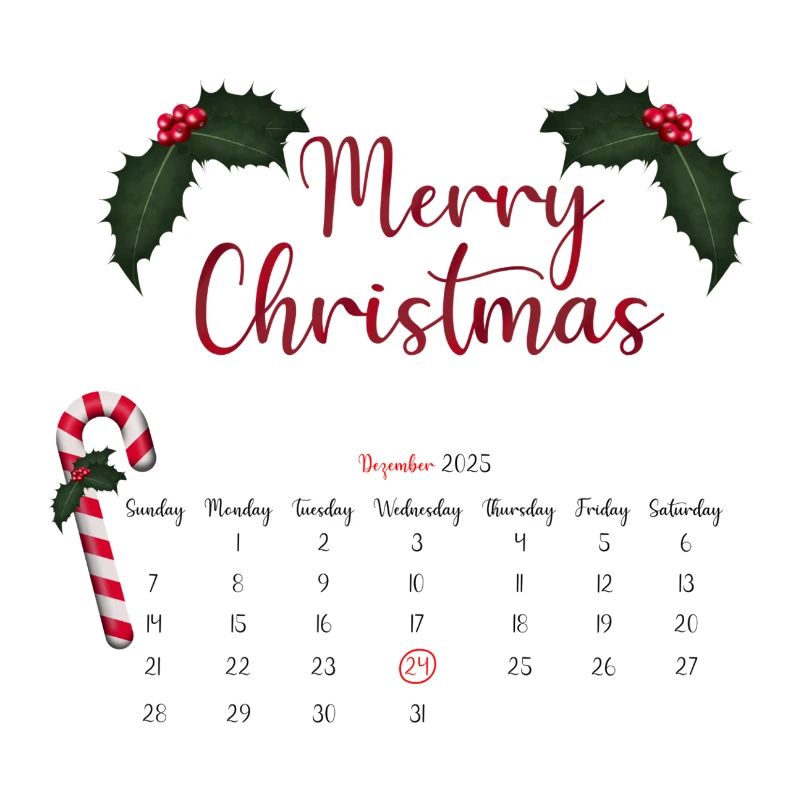 Feuille de calendrier joyeux Noël avec arcs
