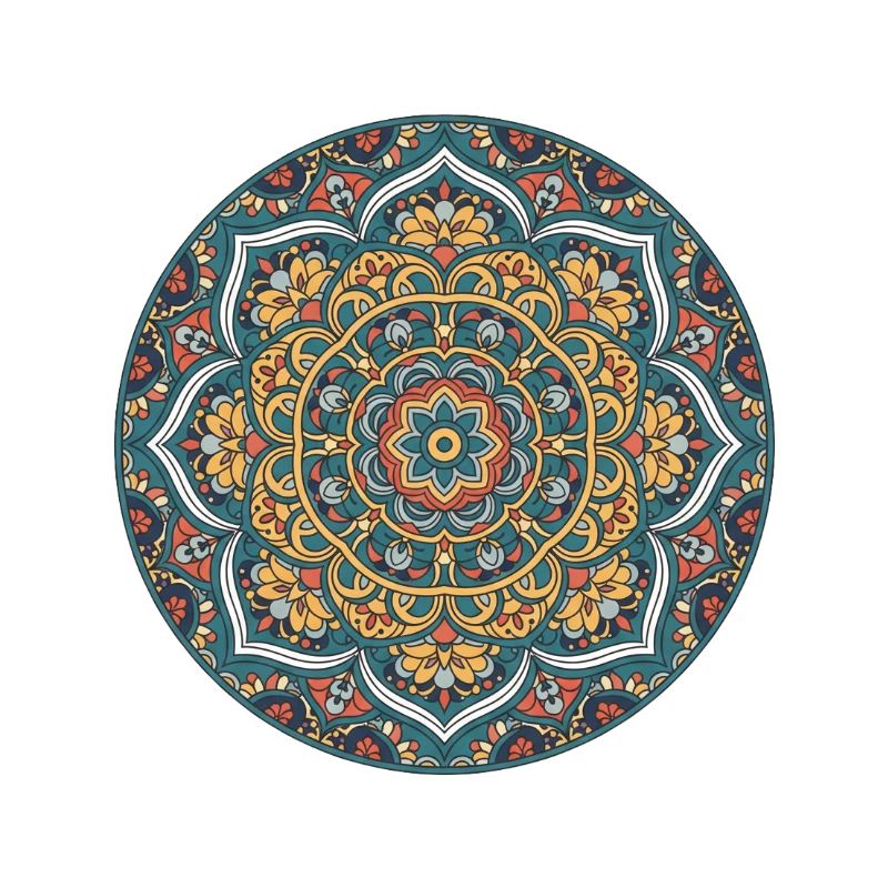 Mandala Circle Pattern in Blue Gold