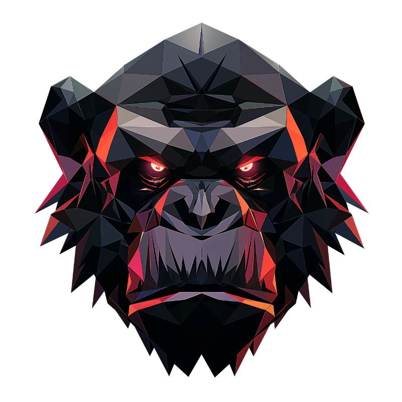 Gorilla Prisma Kopf Low Poly Art Design