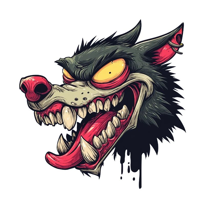 Ferocious Graffiti Wolf Head