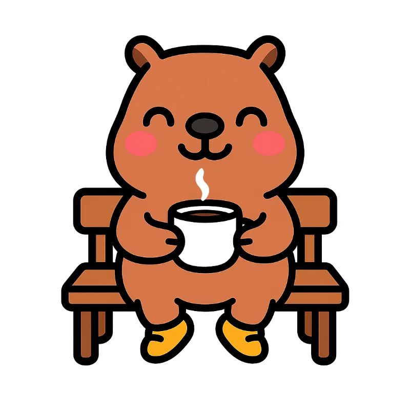 Capybara on a coffee bench