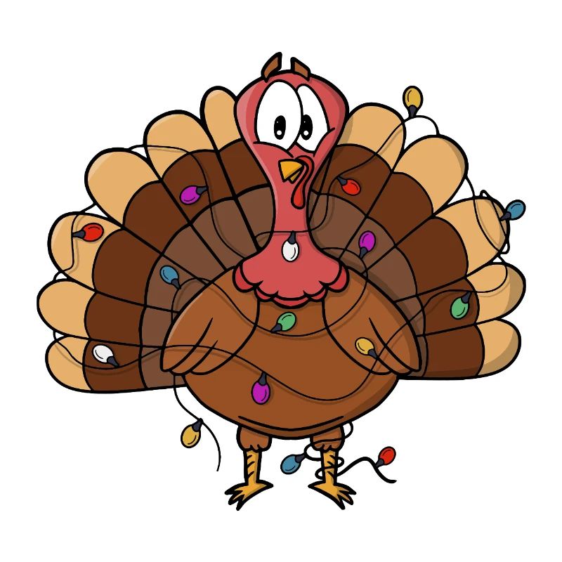 Festive Turkey with String Lights