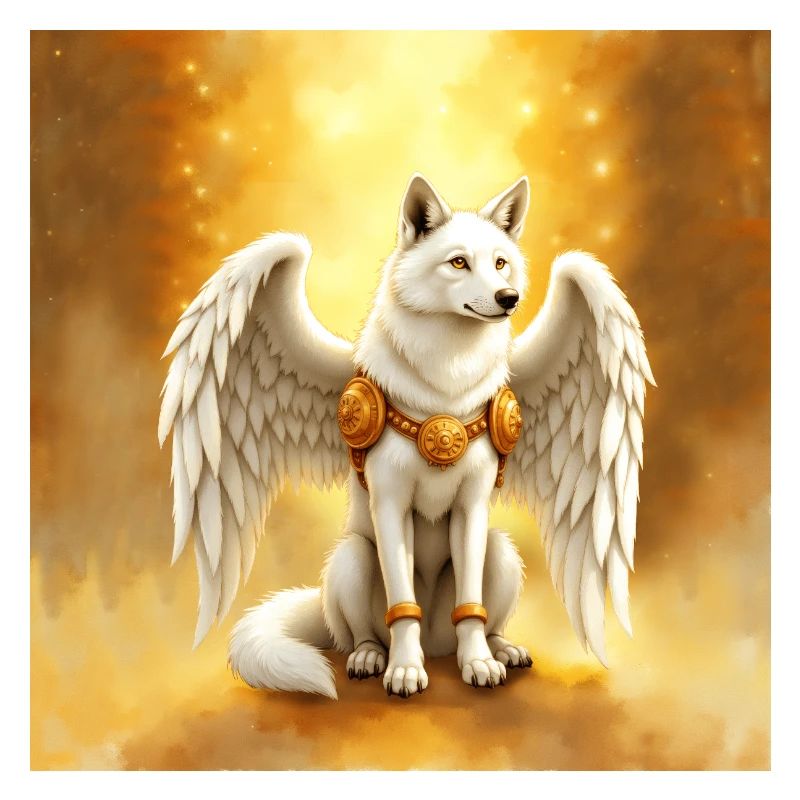 Golden Aura Winged Wolf