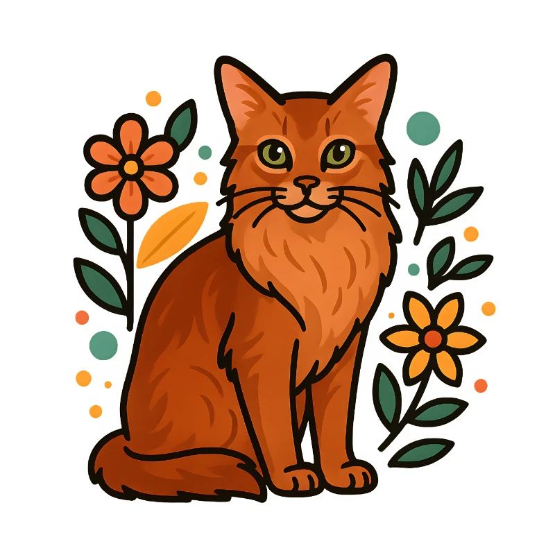 Chat somalien et fleurs