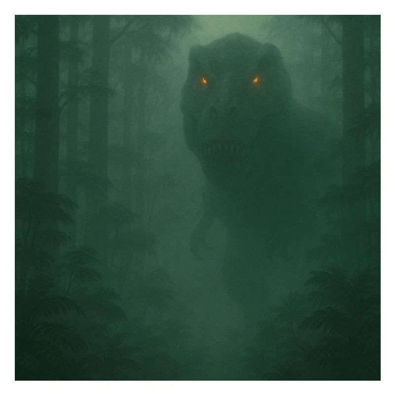 Cloud Forest Dinosaur with Fire Eyes