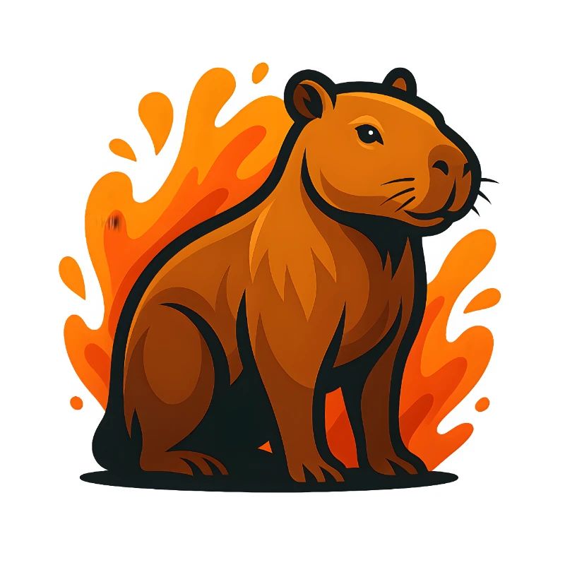 Kapybara in flames illustration