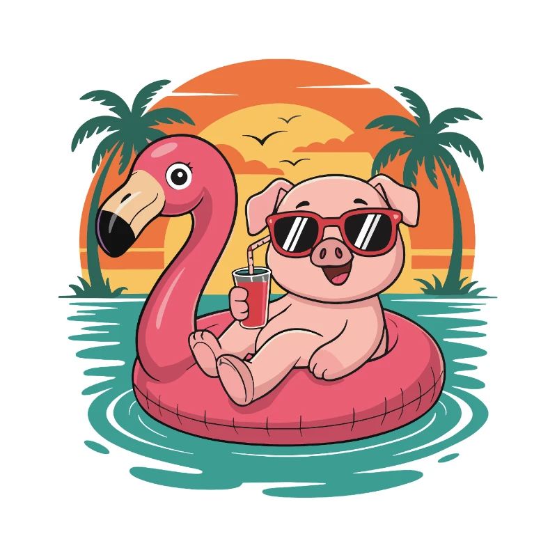 Funny Pig Tropical Summer Flamingo Float