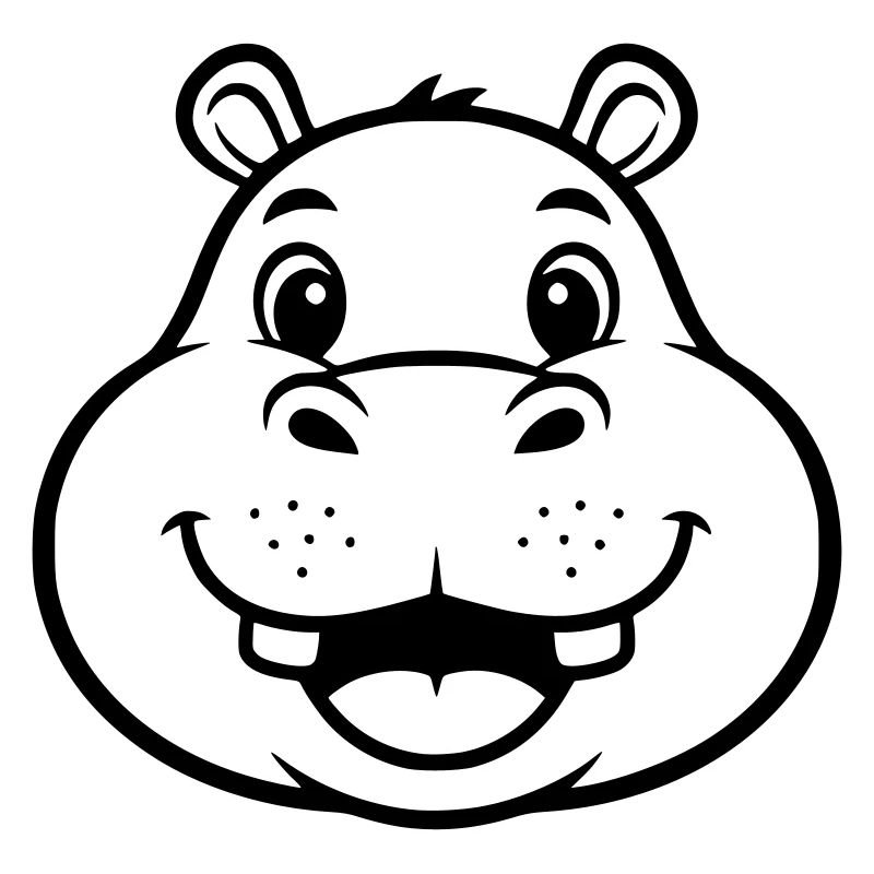 Laughing Hippo Face Head Vector
