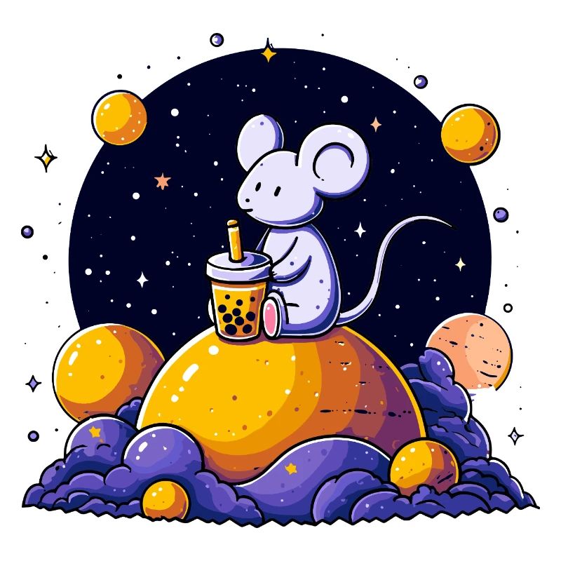 Space Mouse avec du bubble tea