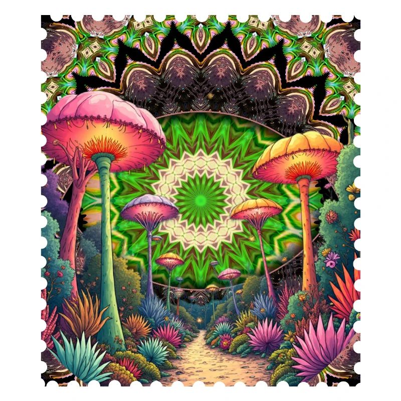 Psychedelic Mushroom Landscape Mandala