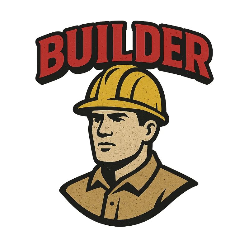 Logo rétro d’ouvrier du bâtiment avec casque