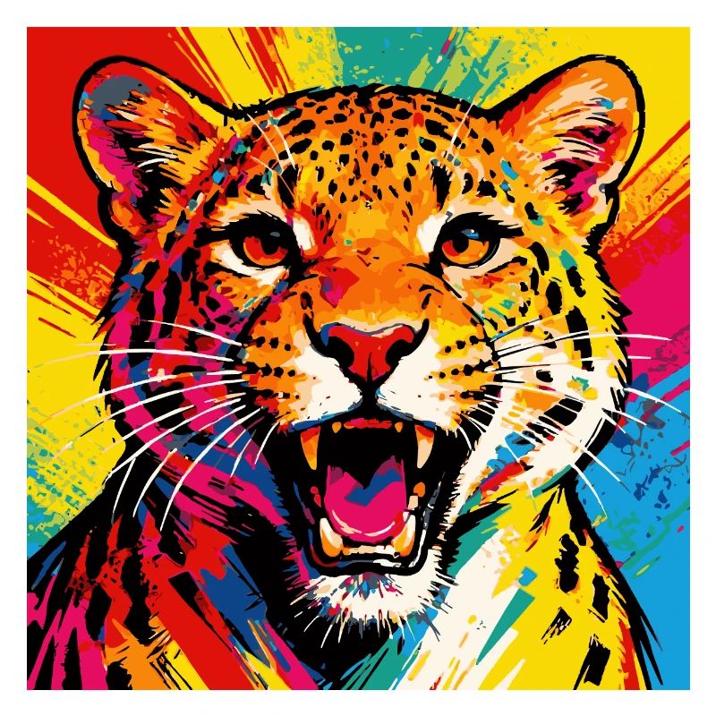 Explosion de couleurs du léopard pop art