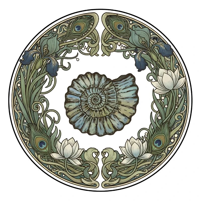 Ammonite Circle Frame with Seagrass