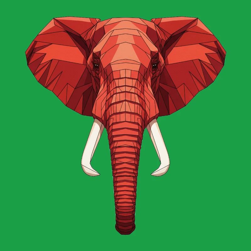 Red Geometric Elephant Head