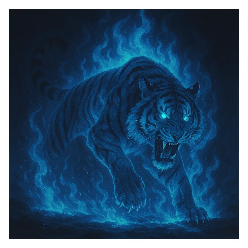 Blue Neon Tiger Flame