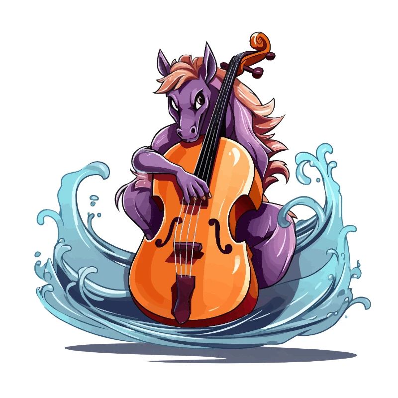 Wave Stroke Unicorn Cellist