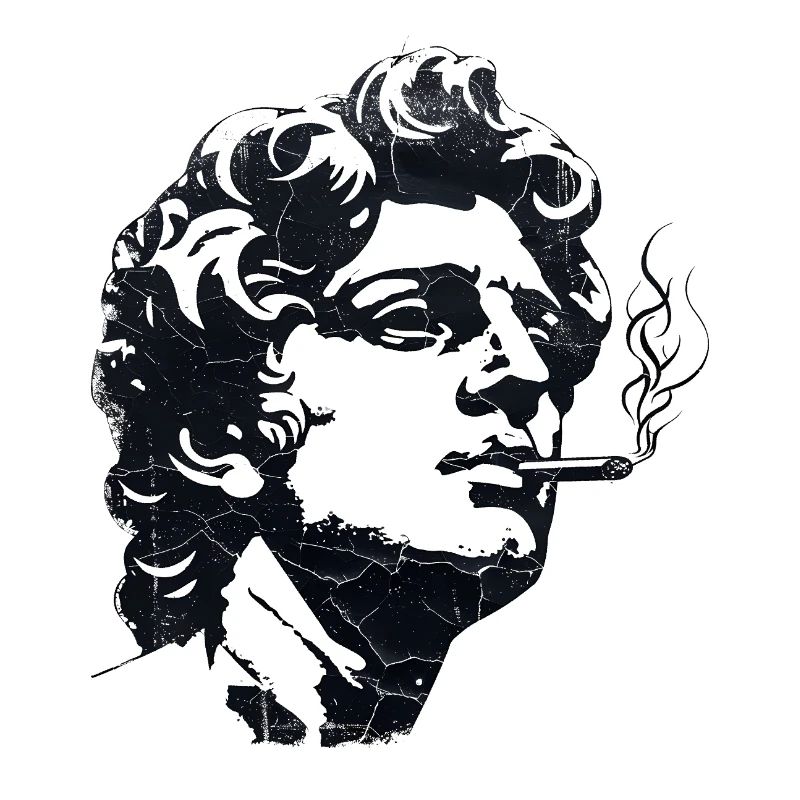 Ancient Statue Smoking Cigarette – Dark Art