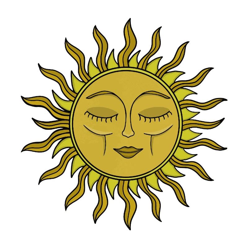 Vintage Celestial Sun Mystical Boho Art