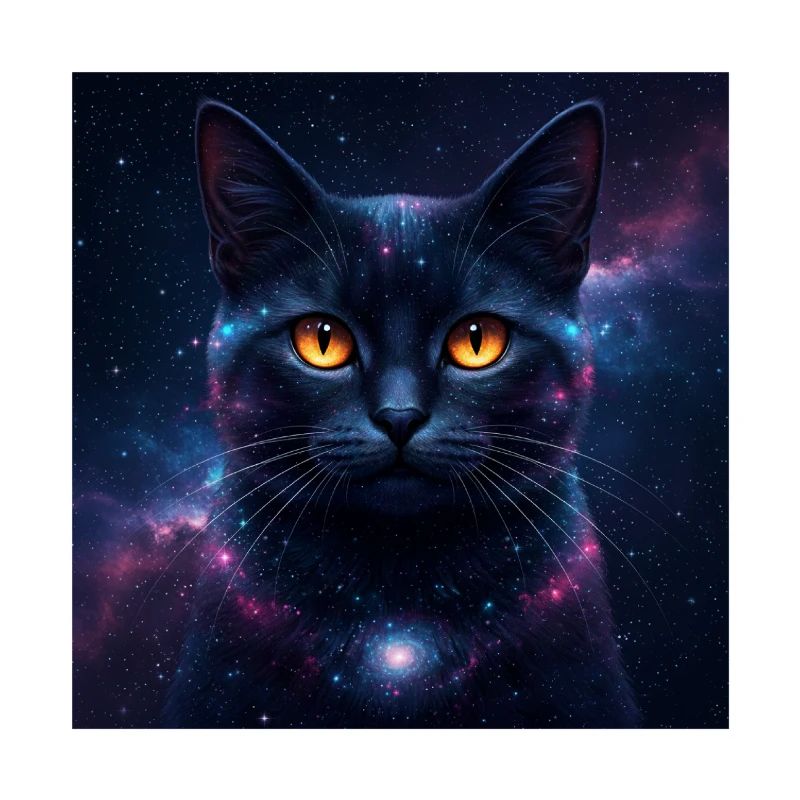 Galaxie Chat Visage de chaton Yeux de nébuleuse Œufs Art de chat de l’espace