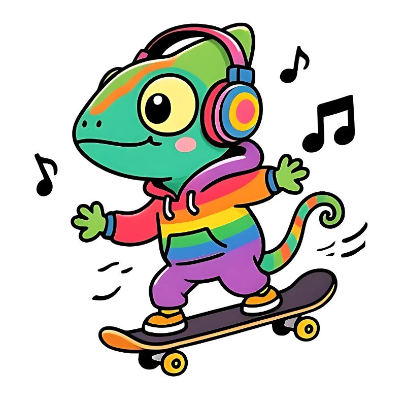 Rainbow Chameleon on Skate