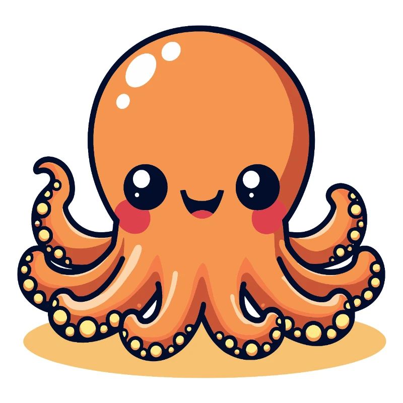 Cute Squid Smiling Octopus Kawaii