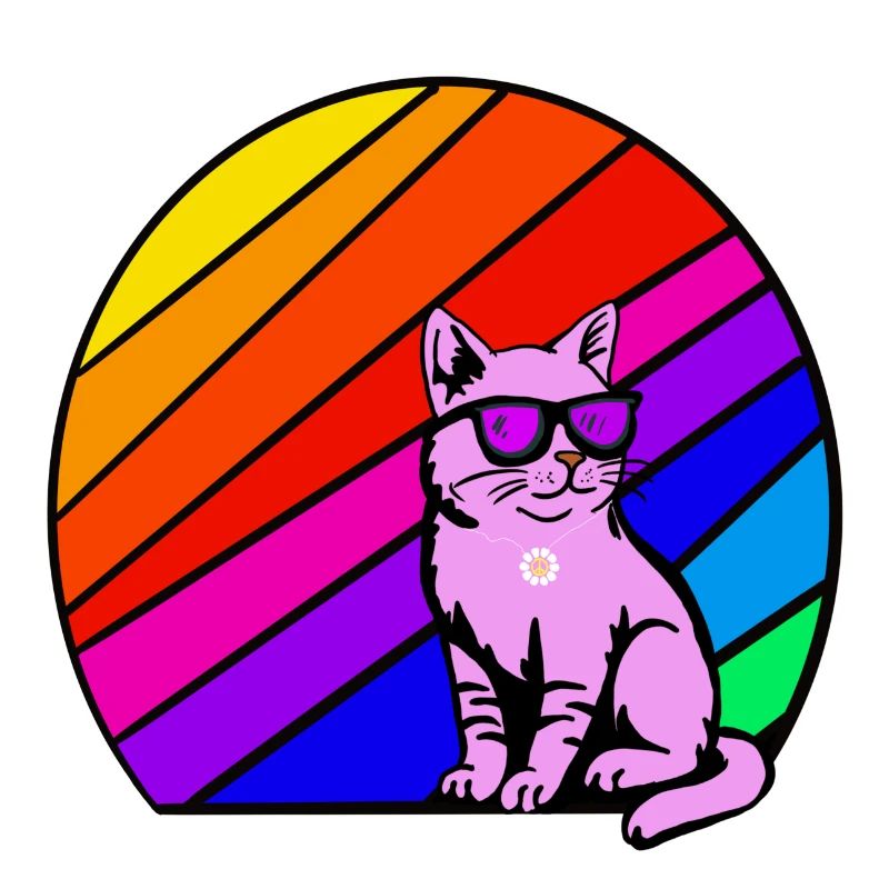Rainbow cat with sunglasses