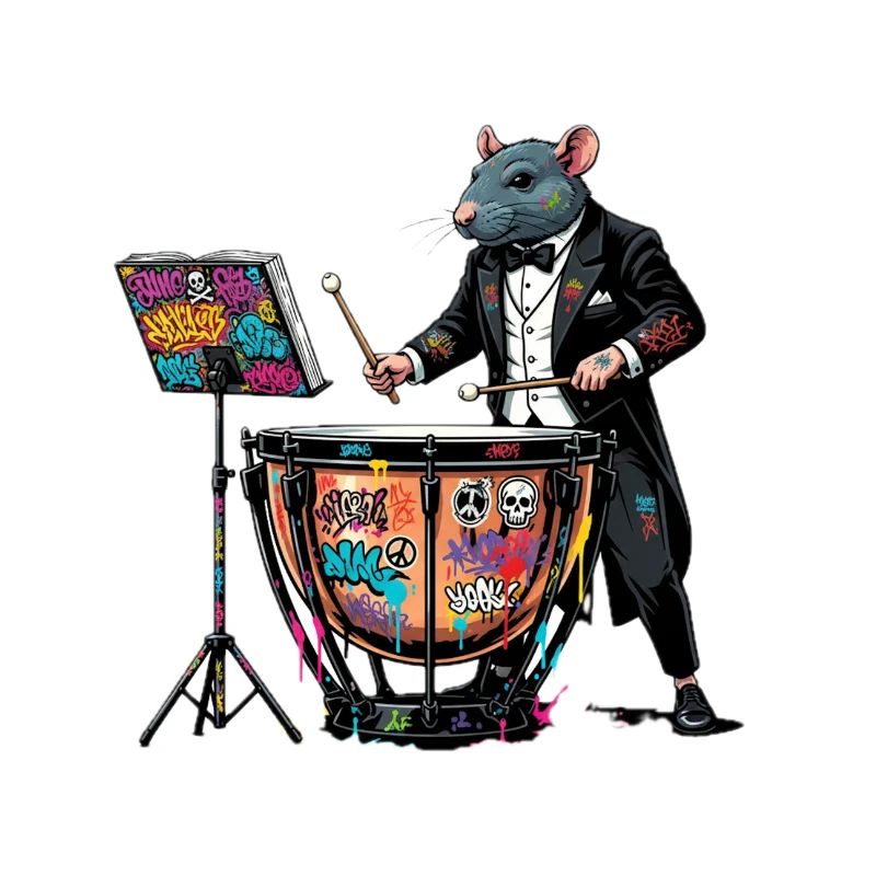 Timpani graffiti rat on drums