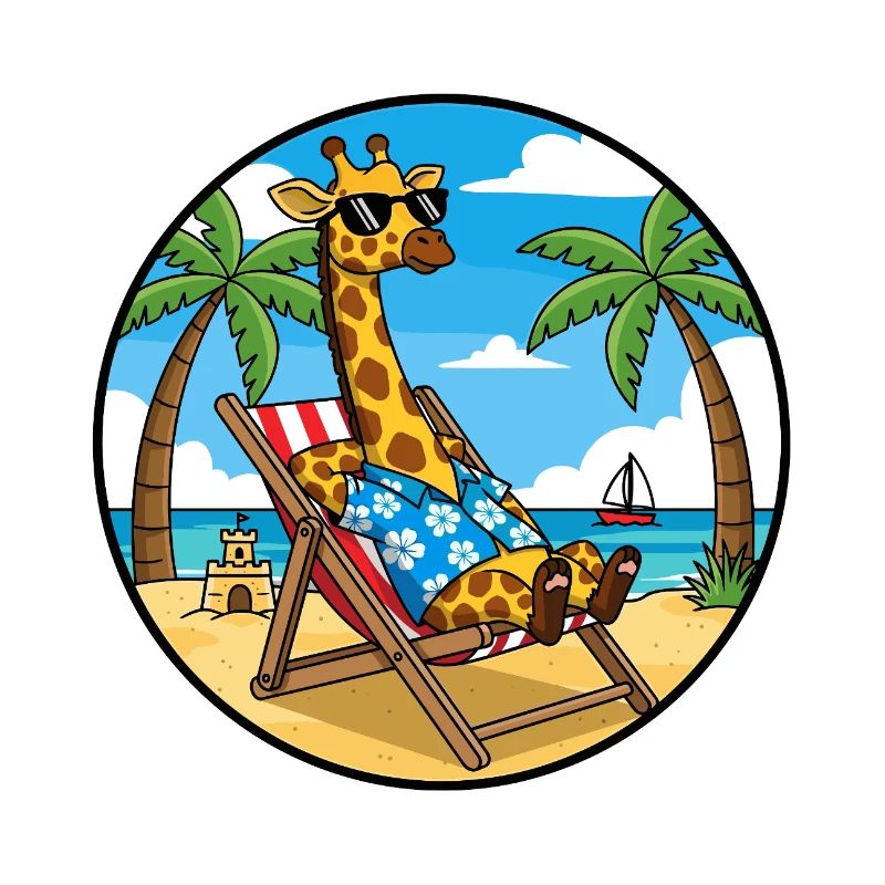 Cool Giraffe Beach Vacation Summer Vibes
