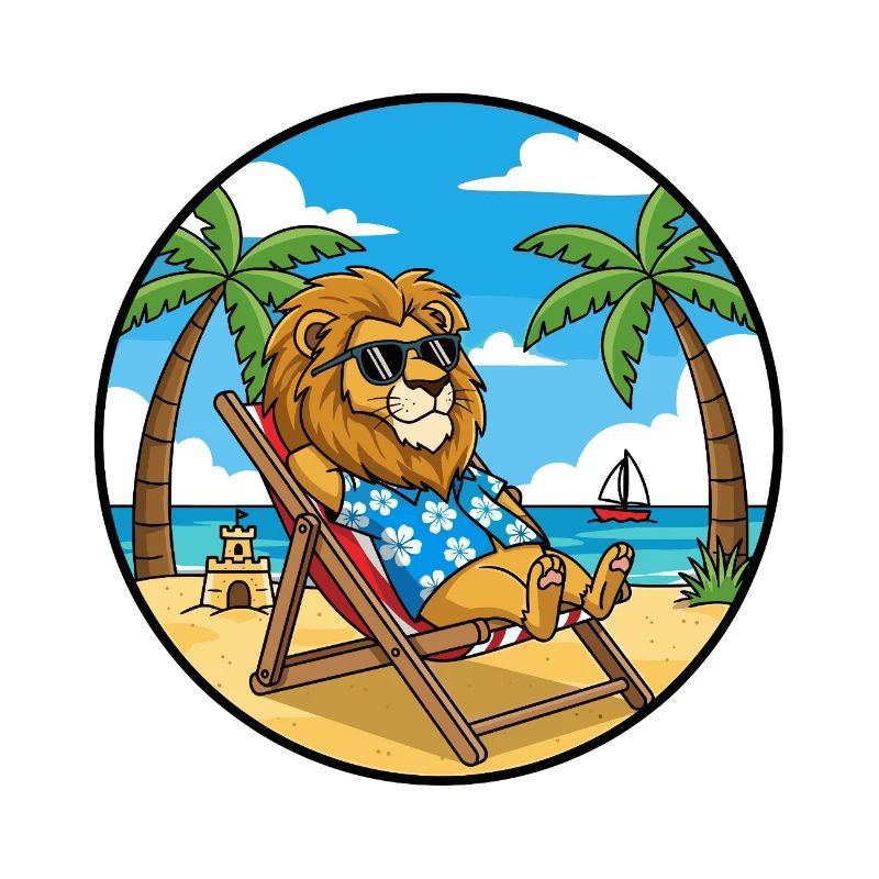 Cool Lion Beach Vacation Summer Vibes