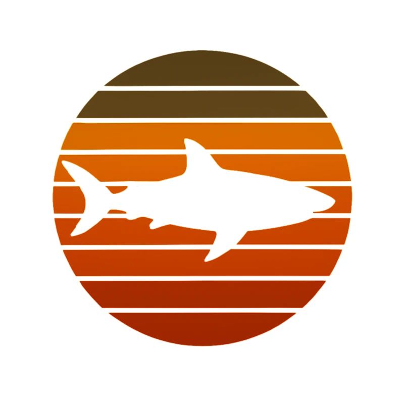 Silhouette du requin couchant de soleil