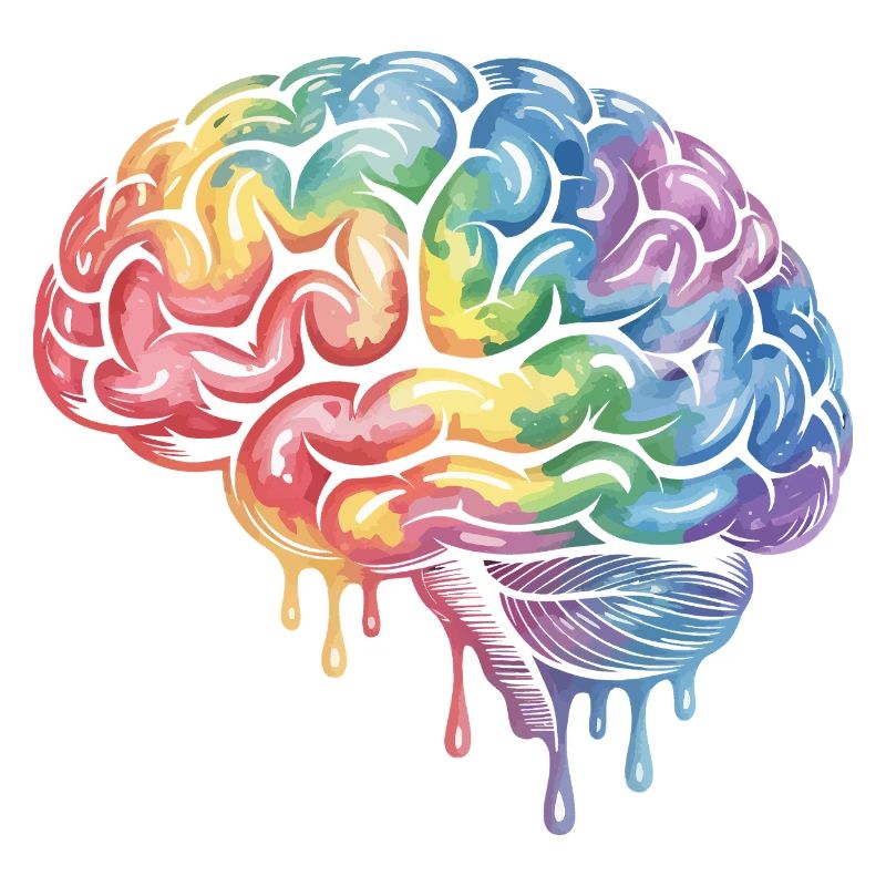 Rainbow Brain Gradient Print Design