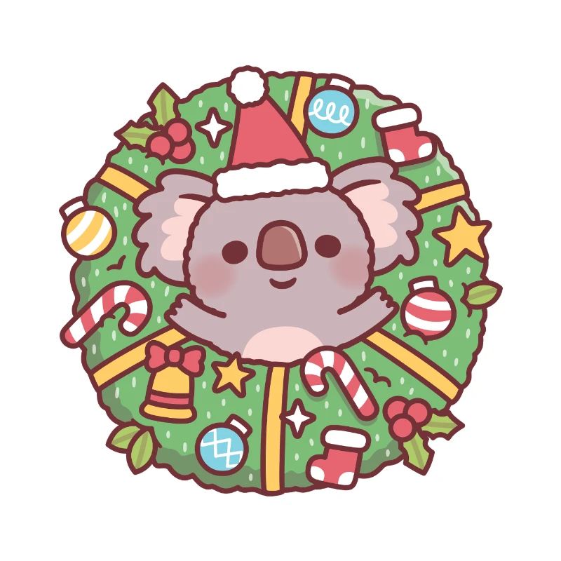 Süßer Koalabär im Weihnachtskranz
