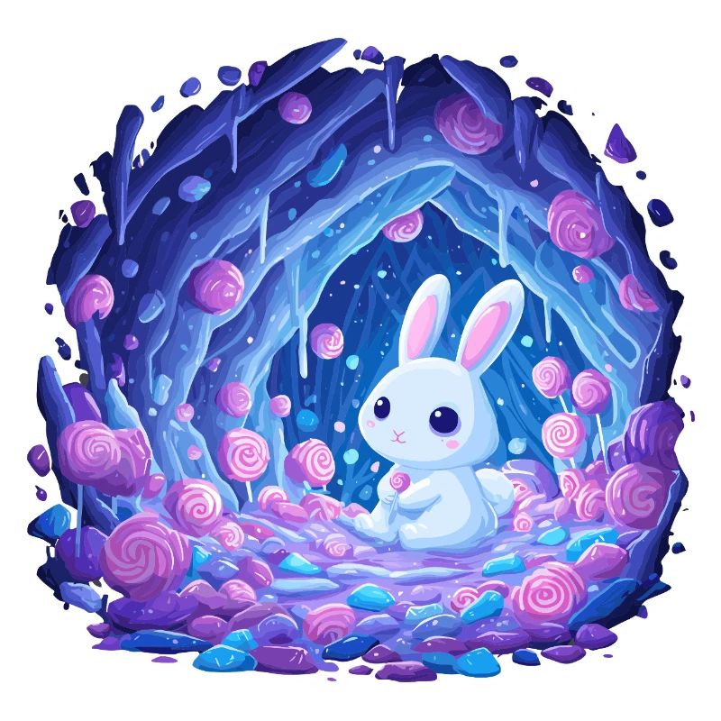 Moonlight Rabbit in the Rose Forest