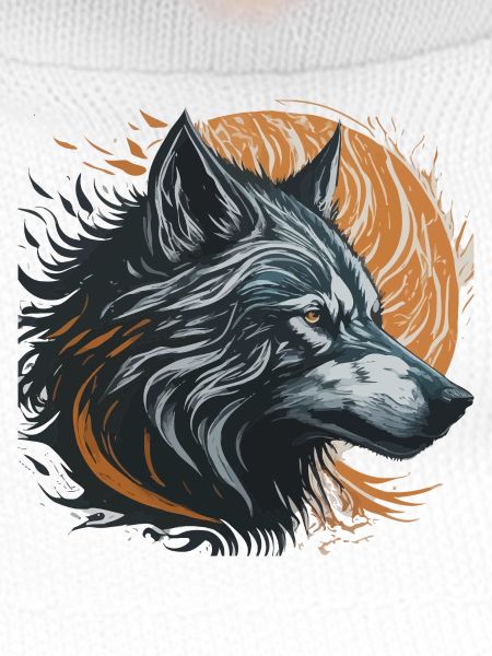 Black Wolf Under Golden Moon