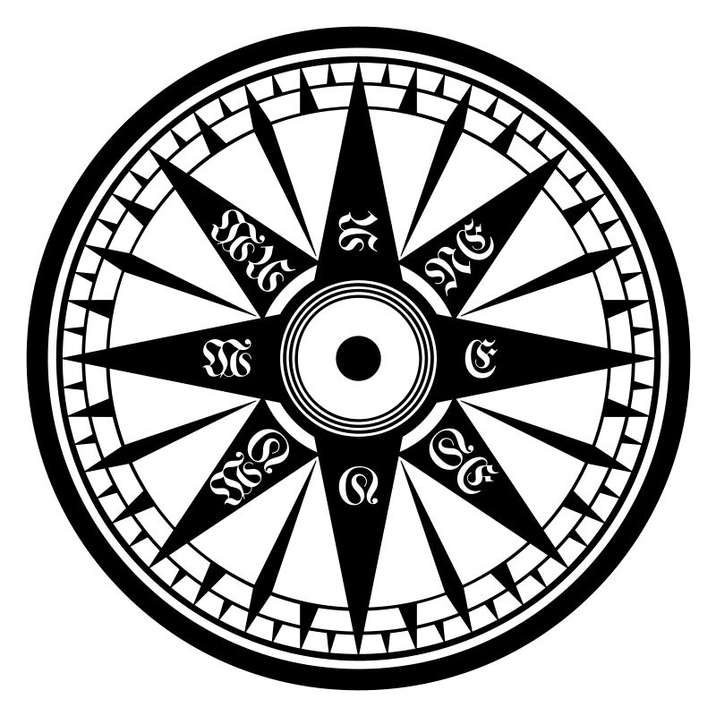 Kompass / Compass – Windrose, Schiffskompass