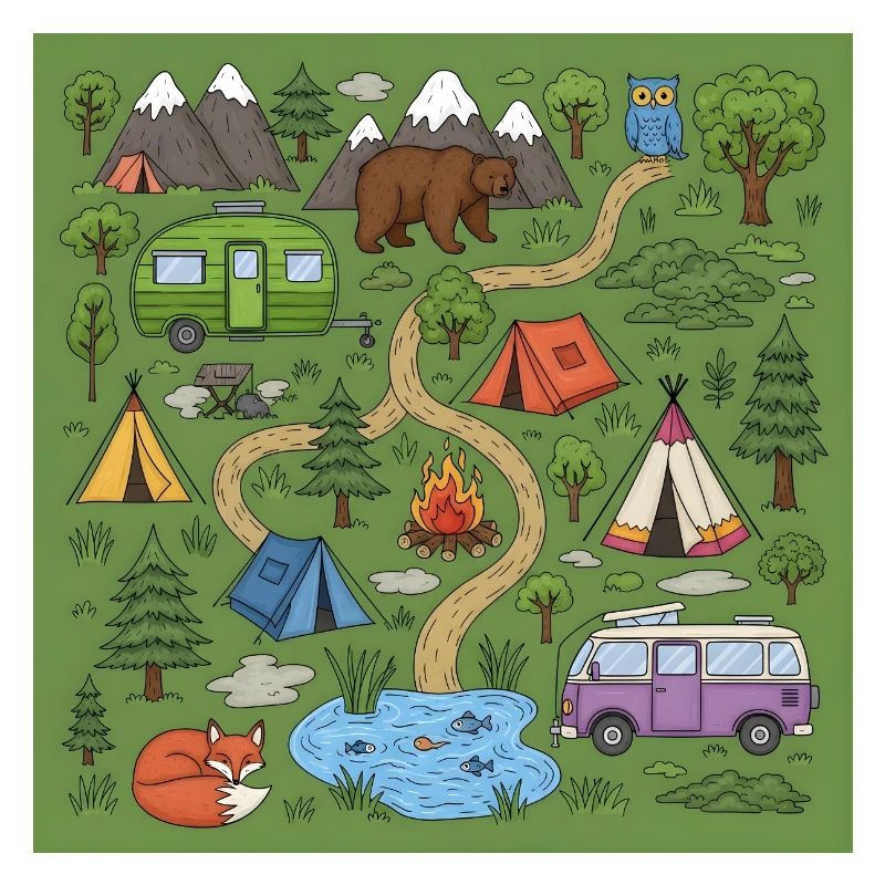 Illustration d’aventure de camping en forêt