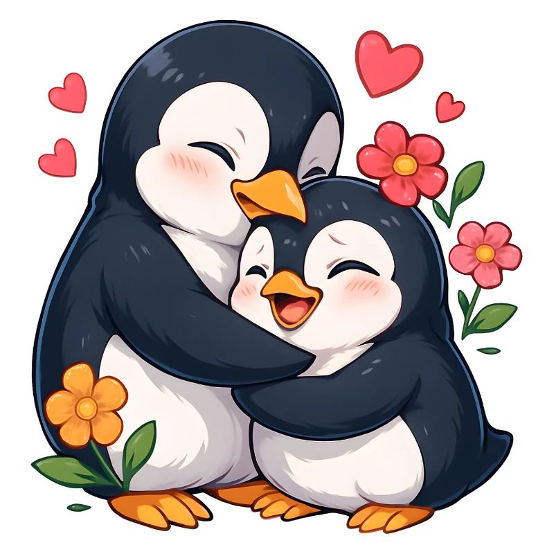 Cuddly Penguin Heart Duo