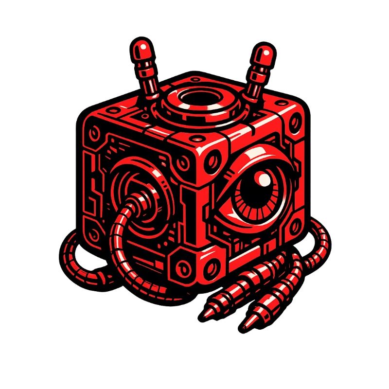 Robot cube rouge avec œil