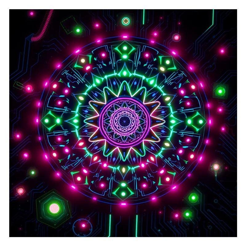 Neon Mandala Cyber Galaxy Pattern