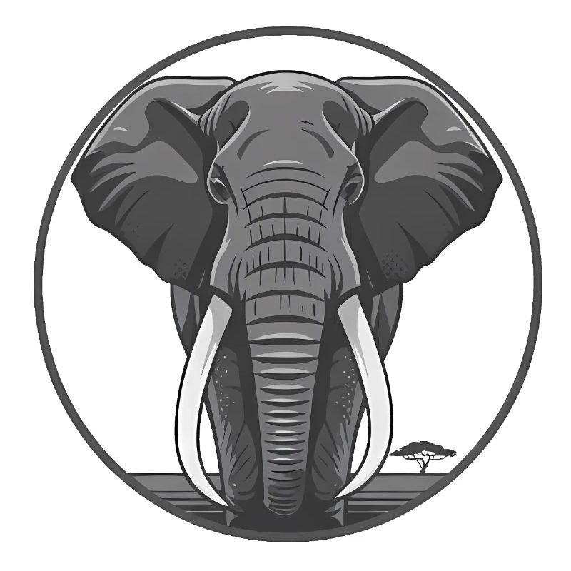 Elephant Head Circle Graphic