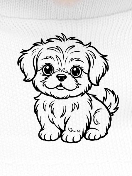 Cuddly Dog Line Drawing