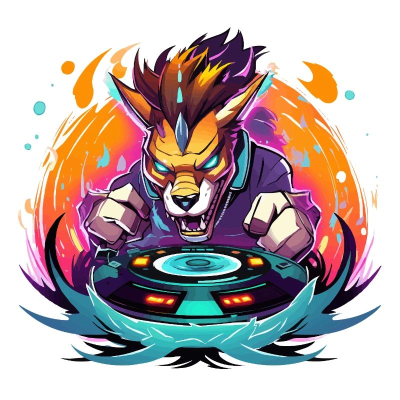 Wolf DJ Neon Fire