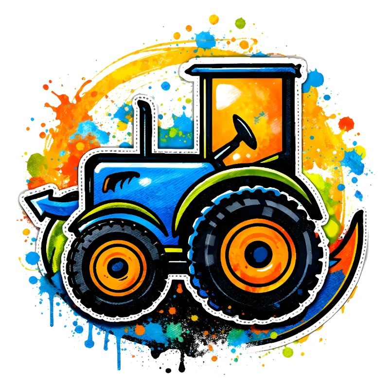 Bunter Traktor im Graffiti-Stil  