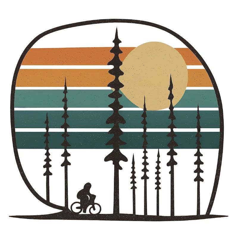 Vélo en forêt dans un coucher de soleil rétro Idées d’idées d’idées